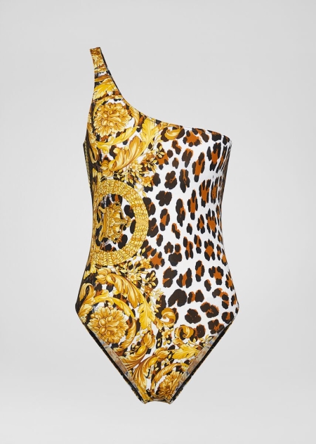 Versace Barocco Animalier One-Shoulder Baddräkt Dam - 401238IWX